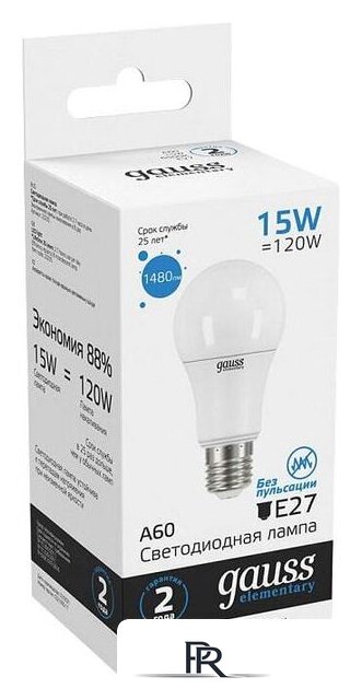 Светодиодная лампочка Gauss LED Elementary A60 15W E27 6500K 23235 - Изображение №3 — Интернет-магазин ПроЗаказ
