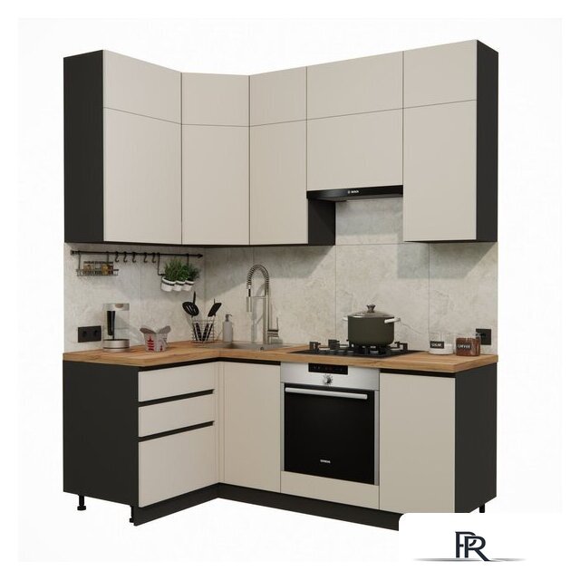 Готовая кухня ВерсоМебель Эко Премиум 1.2x2.0 левая (кашемир/ст. дуб вотан) - Изображение №1 — Интернет-магазин ПроЗаказ