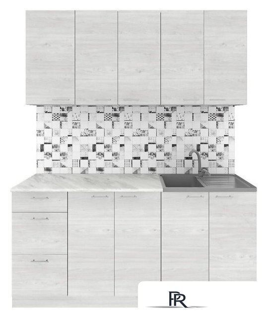 Готовая кухня Агута Альфа 1.6/60 (скандинавское дерево/скандинавское дерево/опал светлый) - Изображение №1 — Интернет-магазин ПроЗаказ