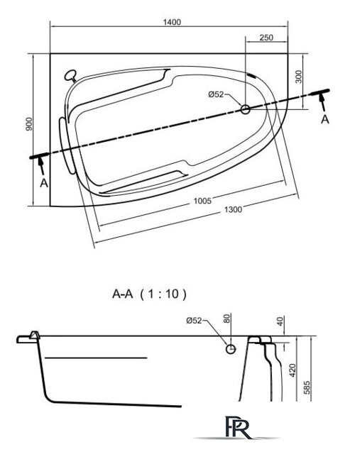 Ванна Cersanit Joanna 140x90 L (с ножками и экраном) - Изображение №6 — Интернет-магазин ПроЗаказ