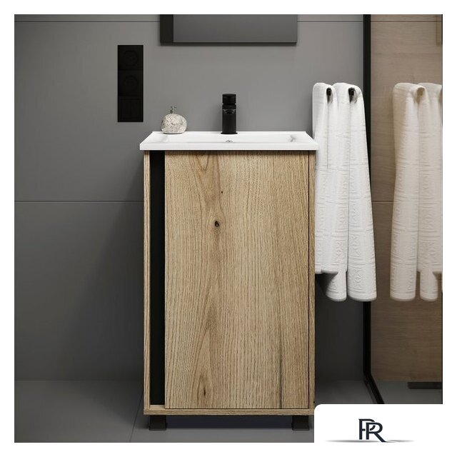  Lauter Тумба под умывальник Nika 49 (дуб эвок/черный) - Изображение №3 — Интернет-магазин ПроЗаказ