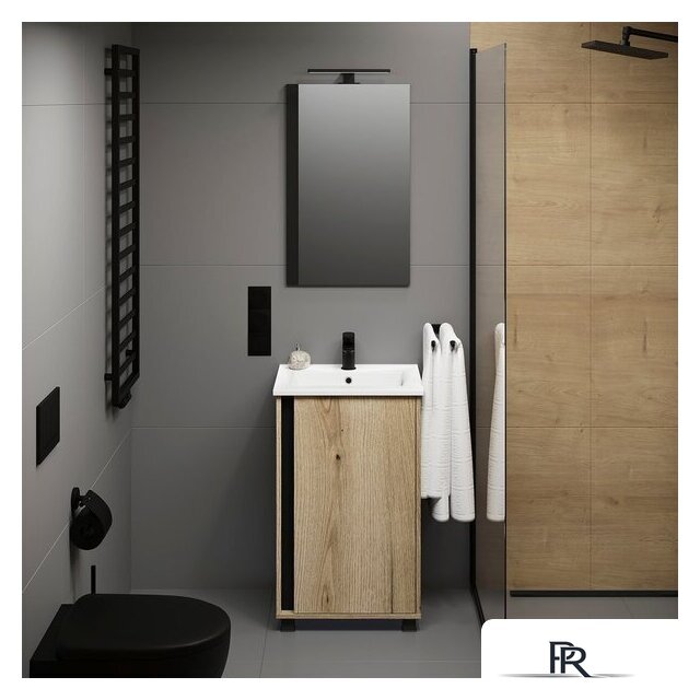  Lauter Тумба под умывальник Nika 49 (дуб эвок/черный) - Изображение №4 — Интернет-магазин ПроЗаказ