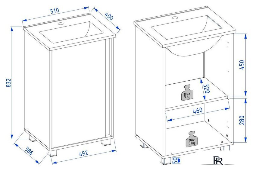  Lauter Тумба под умывальник Nika 49 (дуб эвок/черный) - Изображение №7 — Интернет-магазин ПроЗаказ