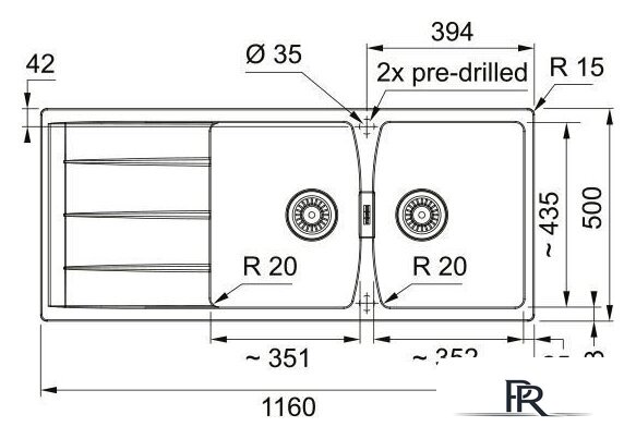 Кухонная мойка Franke Centro CNG 621-116 114.0710.233 (миндаль) - Изображение №2 — Интернет-магазин ПроЗаказ