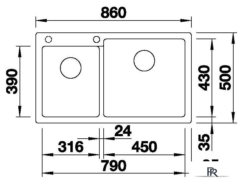 Кухонная мойка Blanco Pleon 9 527636 (левая, черный) - Изображение №2 — Интернет-магазин ПроЗаказ