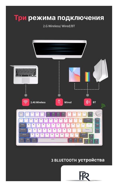 Клавиатура Royal Kludge RK-H81 RGB White Night (RK Cyan) - Изображение №13 — Интернет-магазин ПроЗаказ