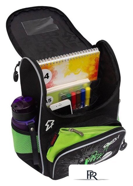 Школьный рюкзак Grizzly RAm-585-8 (черный/салатовый) - Изображение №4 — Интернет-магазин ПроЗаказ