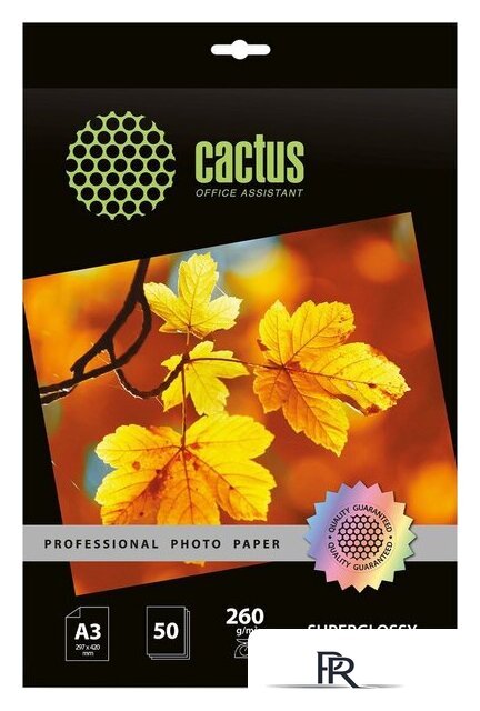 Фотобумага CACTUS суперглянцевая A3 260г/м2 50 л Prof CS-HGA326050 - Изображение №1 — Интернет-магазин ПроЗаказ