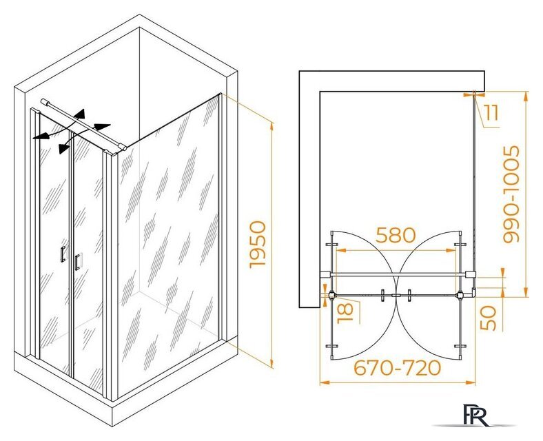 Душевой уголок RGW PA-144B (PA-104B+Z-050-2B+O-104B) 060814470-014 70x100 (черный/прозрачное стекло) - Изображение №2 — Интернет-магазин ПроЗаказ