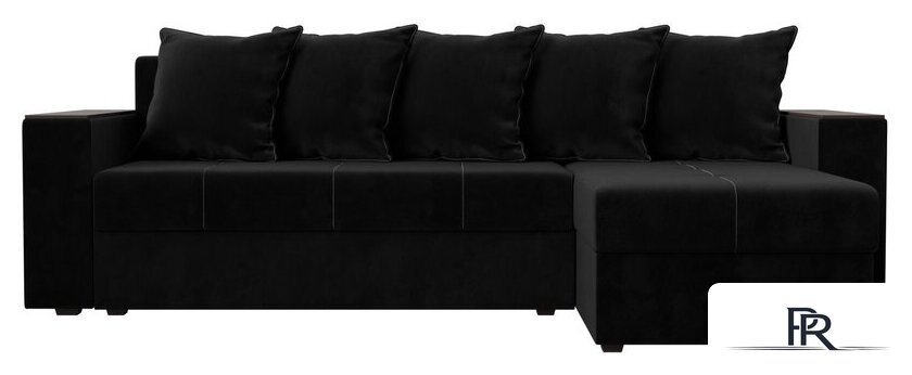 Угловой диван Лига диванов Дубай лайт правый 114153 (велюр черный) - Изображение №3 — Интернет-магазин ПроЗаказ