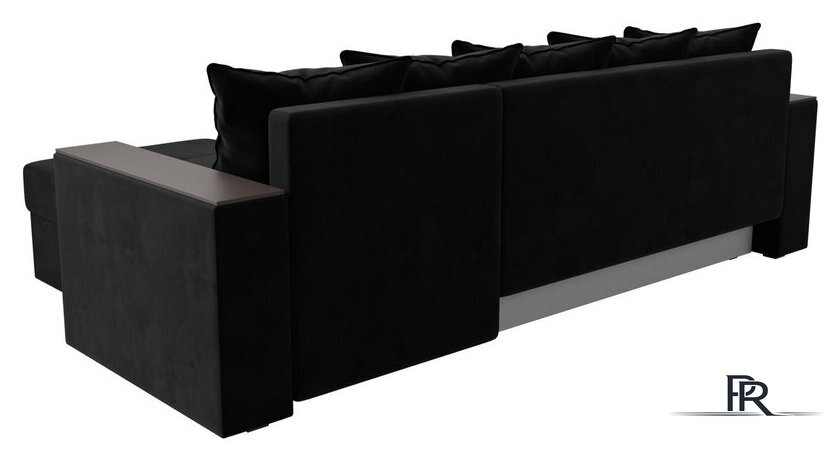 Угловой диван Лига диванов Дубай лайт правый 114153 (велюр черный) - Изображение №5 — Интернет-магазин ПроЗаказ