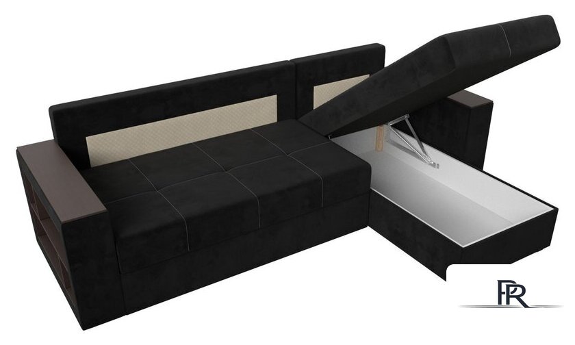 Угловой диван Лига диванов Дубай лайт правый 114153 (велюр черный) - Изображение №8 — Интернет-магазин ПроЗаказ