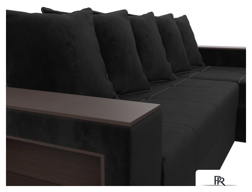 Угловой диван Лига диванов Дубай лайт правый 114153 (велюр черный) - Изображение №9 — Интернет-магазин ПроЗаказ
