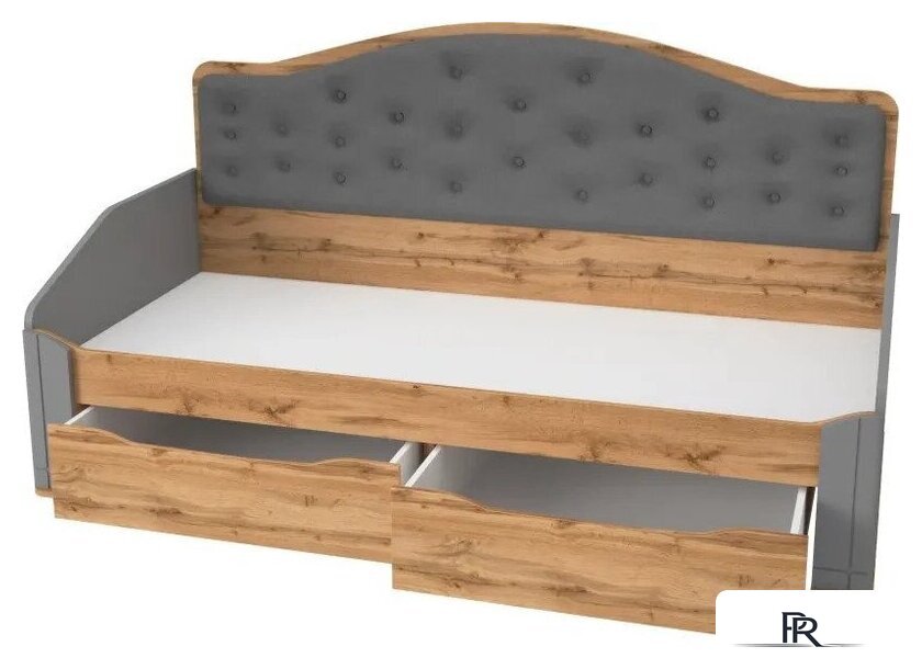 Кровать-тахта Modula Карпин INV01KM-2S-2056/987/1116(06) (серый/дуб натюрель/серый ткань) - Изображение №2 — Интернет-магазин ПроЗаказ