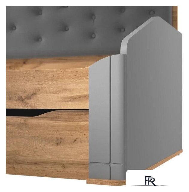 Кровать-тахта Modula Карпин INV01KM-2S-2056/987/1116(06) (серый/дуб натюрель/серый ткань) - Изображение №3 — Интернет-магазин ПроЗаказ