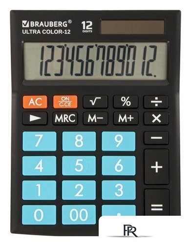 Бухгалтерский калькулятор BRAUBERG Ultra Color-12-BKBU 250497 (черный/голубой) - Изображение №1 — Интернет-магазин ПроЗаказ