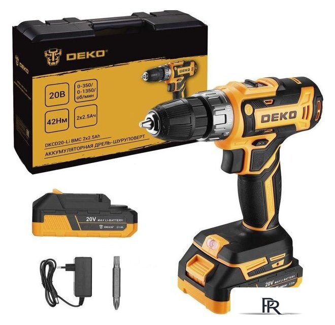 Дрель-шуруповерт Deko DKCD20-Li 085-1123 (с 2-мя АКБ, кейс) - Изображение №1 — Интернет-магазин ПроЗаказ