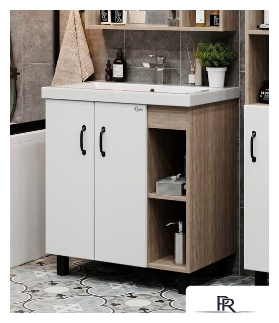  Onika Тумба под умывальник Тимбер 70.10 107056 (белый матовый/дуб сонома) - Изображение №1 — Интернет-магазин ПроЗаказ