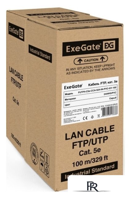 Кабель ExeGate FUTP4-C5e-CCA-S24-IN-PVC-GY-100 FTP - Изображение №1 — Интернет-магазин ПроЗаказ