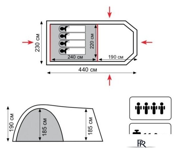 Кемпинговая палатка TRAMP Anaconda 4 v2 - Изображение №2 — Интернет-магазин ПроЗаказ