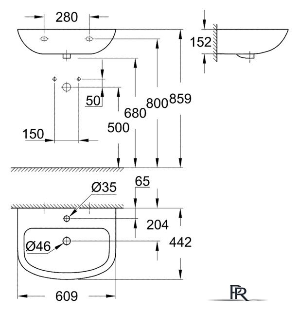 Умывальник Grohe 39421000 60.9x44.2 - Изображение №6 — Интернет-магазин ПроЗаказ