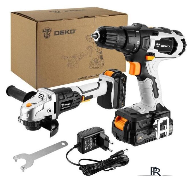  Deko DKCD20 Set 2 063-4204 (шуруповерт, болгарка, 2 АКБ) - Изображение №1 — Интернет-магазин ПроЗаказ