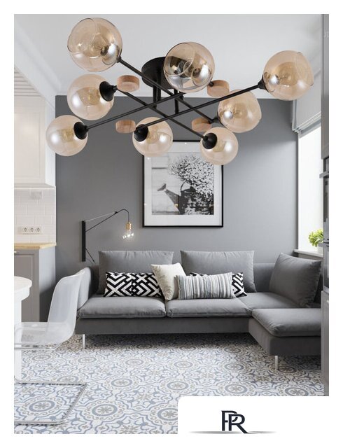 Люстра средней высоты Mirastyle MH-1491B/8 BK+WOOD - Изображение №7 — Интернет-магазин ПроЗаказ