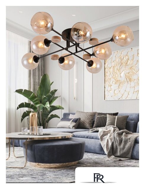 Люстра средней высоты Mirastyle MH-1491B/8 BK+WOOD - Изображение №8 — Интернет-магазин ПроЗаказ