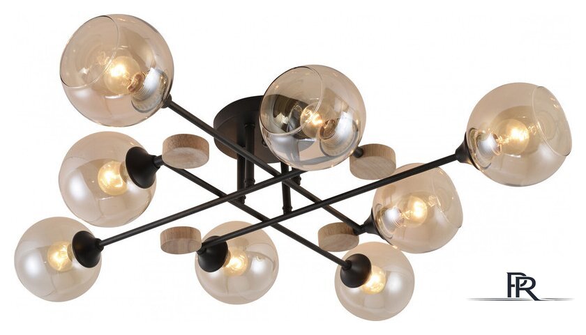 Люстра средней высоты Mirastyle MH-1491B/8 BK+WOOD - Изображение №3 — Интернет-магазин ПроЗаказ