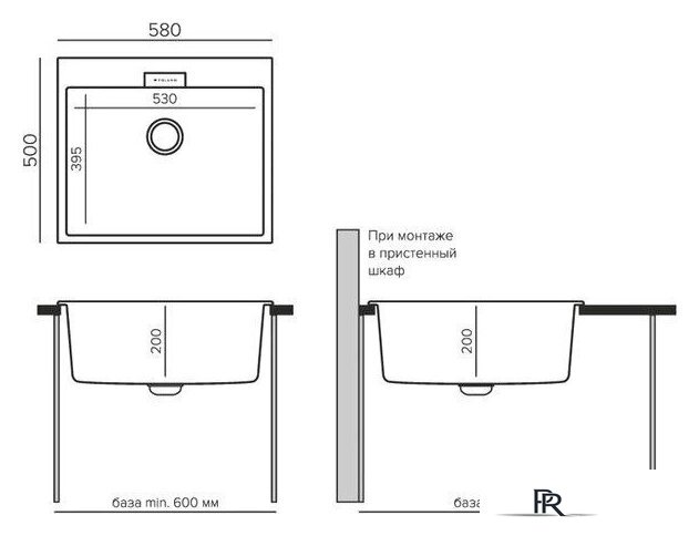 Кухонная мойка Polygran Tolero 580 (светло-серый) - Изображение №2 — Интернет-магазин ПроЗаказ