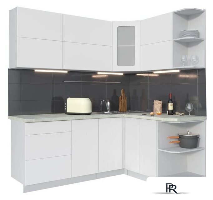 Готовая кухня Интерлиния Мила Матте 1.5x2.0 А правая (белый-белый-опал светлый) - Изображение №1 — Интернет-магазин ПроЗаказ