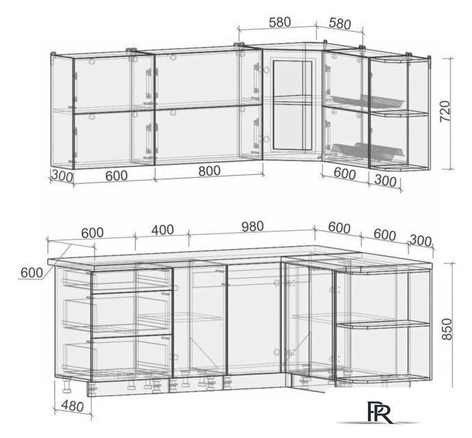 Готовая кухня Интерлиния Мила Матте 1.5x2.0 А правая (белый-белый-опал светлый) - Изображение №2 — Интернет-магазин ПроЗаказ