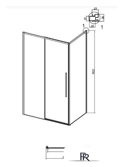 Душевая стенка Grossman Galaxy 90x195 200.K33.01.90.21.00 (черный матовый/стекло прозрачное) - Изображение №9 — Интернет-магазин ПроЗаказ