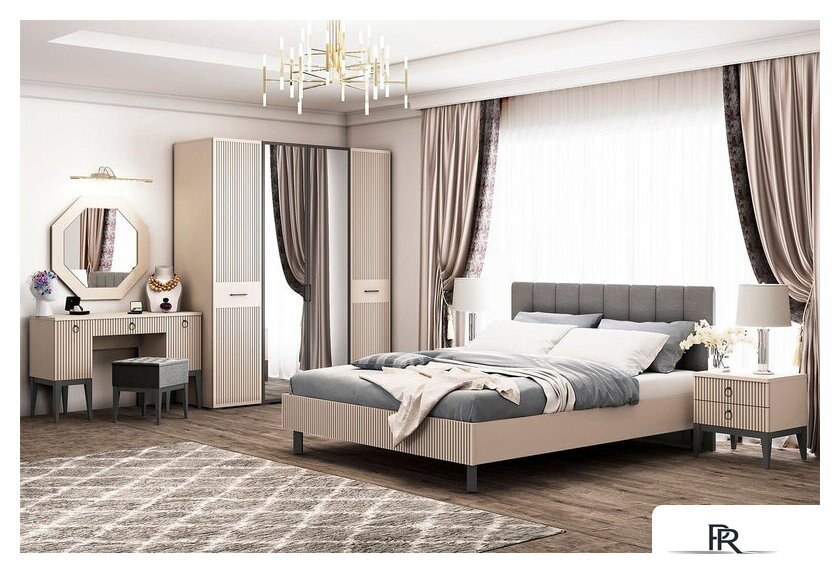 Тумба Ангстрем Хилтон спальня ХТ-302.03 (Д) исп.3 (Д2, кашемир серый) - Изображение №3 — Интернет-магазин ПроЗаказ