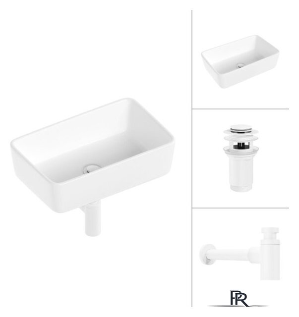 Умывальник Lauter 21674A + клапан 21190W + сифон 21635W (белый матовый) - Изображение №1 — Интернет-магазин ПроЗаказ