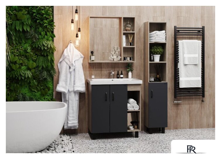  Onika Тумба под умывальник Тимбер 70.10 107057 (серый матовый/дуб сонома) - Изображение №4 — Интернет-магазин ПроЗаказ