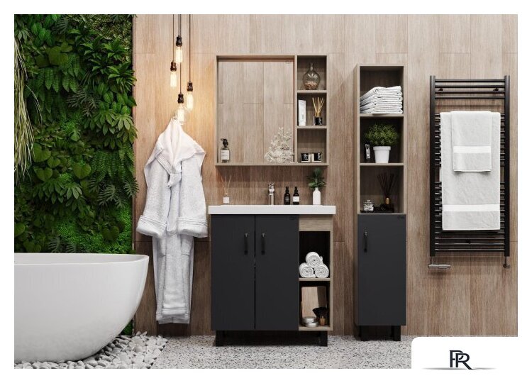  Onika Тумба под умывальник Тимбер 70.10 107057 (серый матовый/дуб сонома) - Изображение №2 — Интернет-магазин ПроЗаказ