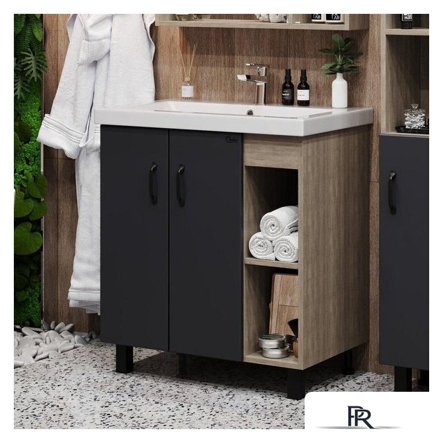  Onika Тумба под умывальник Тимбер 70.10 107057 (серый матовый/дуб сонома) - Изображение №1 — Интернет-магазин ПроЗаказ