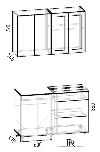 Готовая кухня Интермебель Лион-11 1.2м без столешницы (мята софт) - Изображение №6 — Интернет-магазин ПроЗаказ