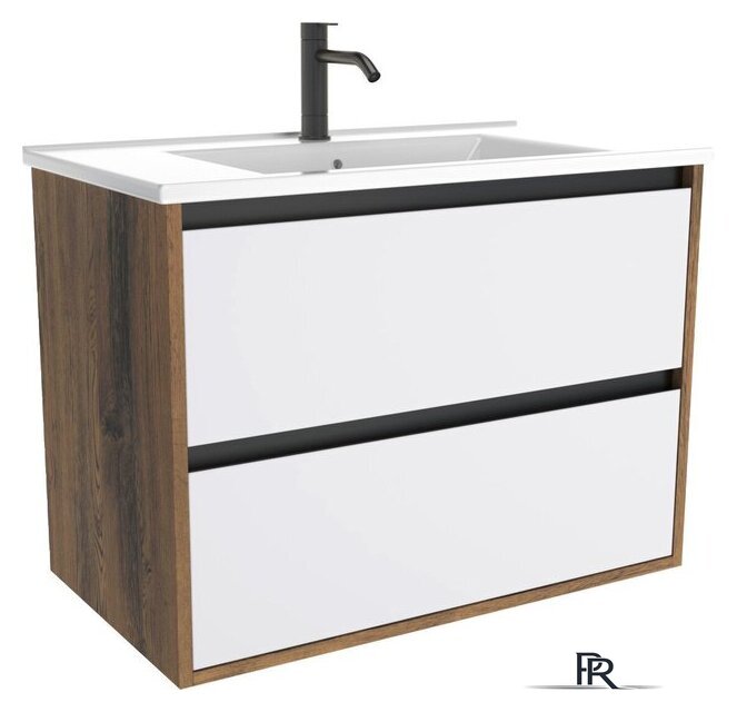  ЗОВ Тумба с умывальником Парма 100 P100LA0MWMC1B-OL100 (аттик/белый матовый/черный) - Изображение №1 — Интернет-магазин ПроЗаказ