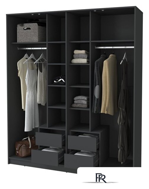 Шкаф распашной Интерлиния Концепт КТ-Ш4з (бетон/антрацит) - Изображение №4 — Интернет-магазин ПроЗаказ