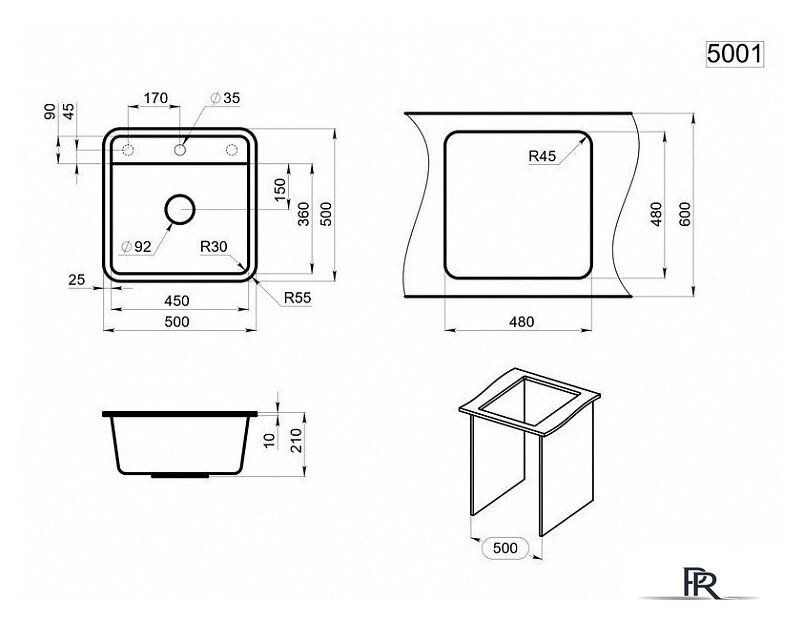 Кухонная мойка Granula ST-5001 (белый) - Изображение №3 — Интернет-магазин ПроЗаказ