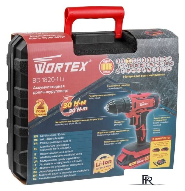 Дрель-шуруповерт Wortex BD 1820-1 Li 0329209 (с 2-мя АКБ, кейс) - Изображение №8 — Интернет-магазин ПроЗаказ