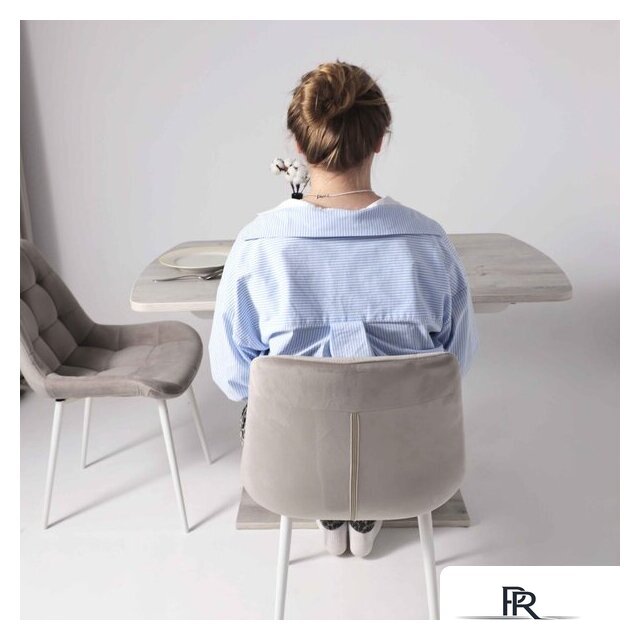 Стул Алвест AV 405 (бежевый бархат Confetti smoke/белый) - Изображение №2 — Интернет-магазин ПроЗаказ