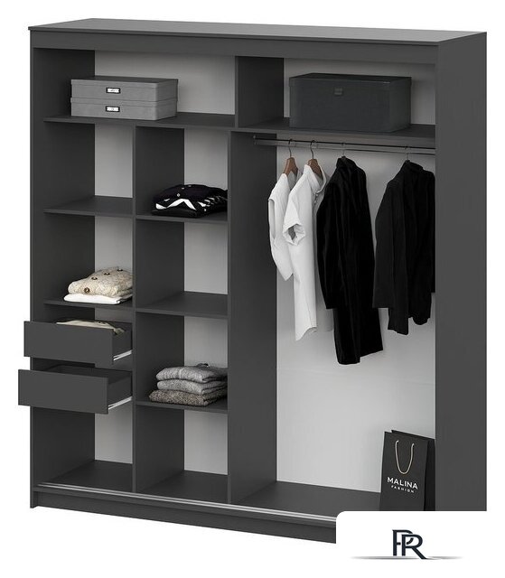 Шкаф-купе NN мебель К ШКП 3 2.0 Макс (графит серый) - Изображение №3 — Интернет-магазин ПроЗаказ