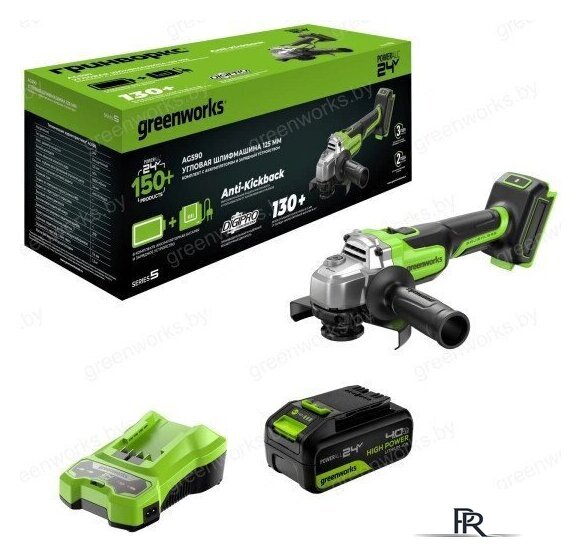 Угловая шлифмашина Greenworks AG590 3201007CUB (с 1-им АКБ, сумка) - Изображение №2 — Интернет-магазин ПроЗаказ