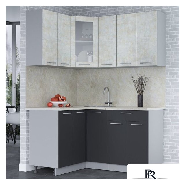 Готовая кухня Интерлиния Мила 12x15 (бетон лайт-антрацит-опал светлый) - Изображение №2 — Интернет-магазин ПроЗаказ