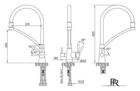 Смеситель Paulmark Siegen Si213111-BG (золото/брашированное золото) - Изображение №2 — Интернет-магазин ПроЗаказ