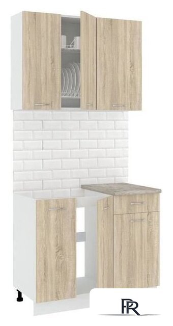 Готовая кухня Кортекс-мебель Корнелия Лира-лайт 1м (дуб сонома/марсель) - Изображение №1 — Интернет-магазин ПроЗаказ