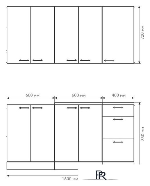 Готовая кухня Агута Альфа 1.6/60 (дуб эспрессо/дуб винтажный/этория) - Изображение №2 — Интернет-магазин ПроЗаказ